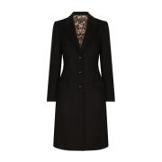 Dolce & Gabbana Enkelknäppt kappa, N0000 Cappotto Black, Dam
