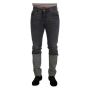 Dolce & Gabbana Grå Rutig Ben Denim Jeans Gray, Herr