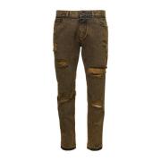 Dolce & Gabbana Slim-Fit Bruna Jeans med Rippedetalj Brown, Herr