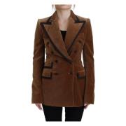 Dolce & Gabbana Brun Dubbelknäppt Blazer Bomullsjacka Brown, Dam