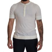 Dolce & Gabbana Vit Kort Knappstängning Crewneck T-shirt White, Herr