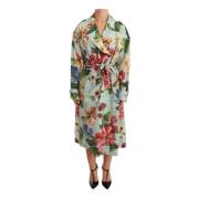 Dolce & Gabbana Blommig Dubbelknäppt Trenchcoat Multicolor, Dam