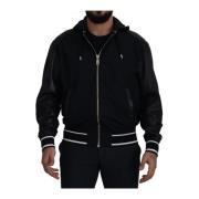 Dolce & Gabbana Svart Polyester Huva Blouson Jacka Black, Herr