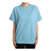 Dolce & Gabbana Blå Bomulls Crew Neck Top Blue, Dam