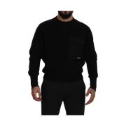 Dolce & Gabbana Svart Bomullsblandning Crewneck Tröja Black, Herr