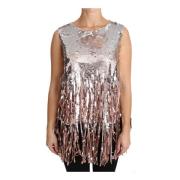 Dolce & Gabbana Glittrande Fringe Tank Top Gray, Dam