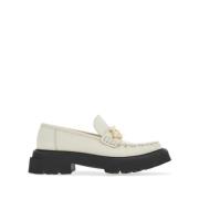 Salvatore Ferragamo Vita Gancini-Plaque Läderloafers White, Dam