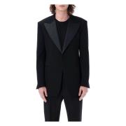 Salvatore Ferragamo Elegant Svart Tuxedo Blazer Black, Herr