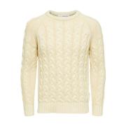 Selected Homme Slhbill LS Knit Cable Crew Neck W - 16086658 Yellow, He...