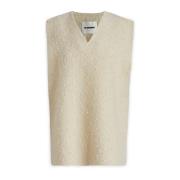 Jil Sander V-Hals Stickad Top Beige, Dam