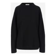 Jil Sander Svart ulltröja med rund hals Black, Dam