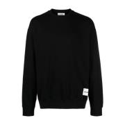 Jil Sander Svarta Sweaters med Logo Patch Black, Herr