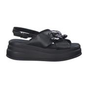 Tamaris Stiliga platta sandaler i svart Black, Dam