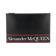 Alexander McQueen Svart Läder Platt Logo Clutch Black, Herr