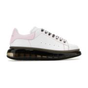 Alexander McQueen Vita lädersneakers med rosa häl White, Dam