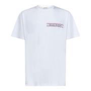 Alexander McQueen Klassisk Vit Bomull T-shirt med Logo Tape Detaljer W...