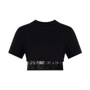 Alexander McQueen Tvåskiktad korsett T-shirt Black, Dam