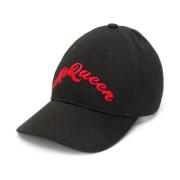 Alexander McQueen Svart Bomull Broderad Signature Baseball Cap Black, ...