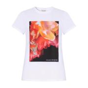 Alexander McQueen Tryckt T-shirt White, Dam