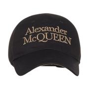 Alexander McQueen Svart keps med broderad signatur Black, Herr