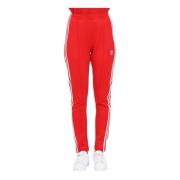 Adidas Originals Långa röda byxor för kvinnor med 3 ränder Red, Dam