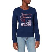 Love Moschino Blå Bomullströja med Märkesdesign Blue, Dam