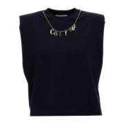 Versace Jeans Couture Stilfull Ärmlös Topp med Ikoniskt Logotyp Black,...