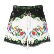Versace Jeans Couture Högmidjade Multifärgade Denim Shorts för Kvinnor...