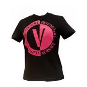 Versace Jeans Couture Svart Logotext T-shirt - M Black, Dam