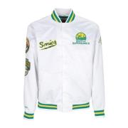 Mitchell & Ness Satin Streetwear Bomber Jacket White, Herr