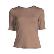 Casall Rib Tee Brown, Dam