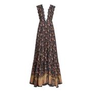 Etro Lång klänning med Paisleymotiv Multicolor, Dam
