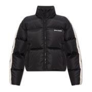 Palm Angels Kort jacka med logotyp Black, Dam