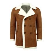 Enos Suede Shearling Coat Camel Herr Brown, Herr