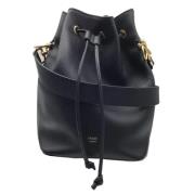 Fendi Vintage Förägad Svart Läder Fendi Axelväska Black, Dam