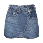 Coperni Asymmetrisk Knäppt Denim Minikjol Blue, Dam