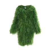 Fortini Grön jacka i konstgjort päls med tryckknappar Green, Dam
