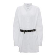 JW Anderson Vit Skjortklänning med Låsrem White, Dam