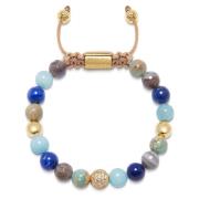 Nialaya Women`s Beaded Bracelet with Aquamarine, Blue Lapis, Opal, and...