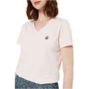 Jott Ekologisk bomull V-ringad T-shirt - Smickrande passform Pink, Dam