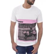 Dsquared2 Tryckt Bomull T-Shirt - S71Gd0720 White, Herr