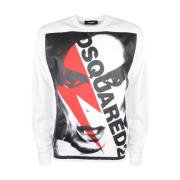 Dsquared2 Djärv Logotryck Bomullsweatshirt White, Herr