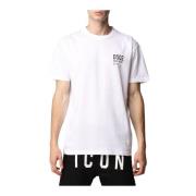 Dsquared2 Tryckt Logotyp Bomull T-Shirt - Klassisk Vit White, Herr