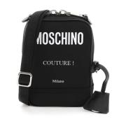 Moschino Kontrasterande Logga Crossbody Väska Black, Herr