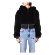 Moschino Svart huva jacka Black, Dam