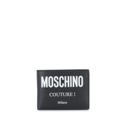 Moschino Läder Plånbok med Logotyp Black, Herr