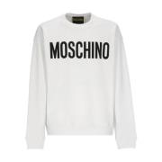 Moschino Vit Bomullssweatshirt med Kontrasterande Logotyp White, Herr