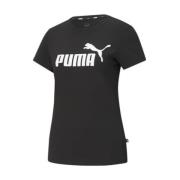 Puma Logo Print Slim Fit T-Shirt Black, Dam