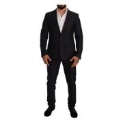 Dolce & Gabbana Blått mönster Martini Slim FIT 2-delad kostym Blue, He...