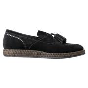 Dolce & Gabbana Svarta Mocka Läder Avslappnade Espadrillos Skor Black,...